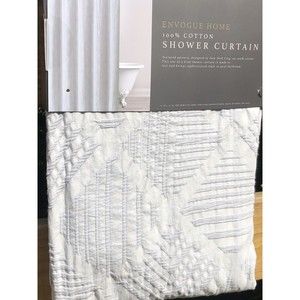 New Envogue Home Designer Shower Curtain Embossed Geometric Pattern Gray Cotton